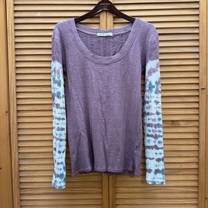 We The Free Purple Long Sleeve with Tie-Dye Details size XL